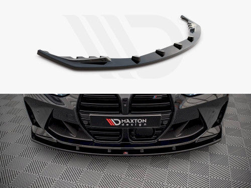 Maxton Design V1 Gloss Piano Black Front Splitter / Front Bumper Lip Spoiler / Chin Spoiler for BMW M3 G80 & M4 G82 (2021+) | G8X Lower Valance Apron | ABS Aero Body Kit Add-On