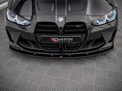 Maxton Design V1 Gloss Piano Black Front Splitter / Front Bumper Lip Spoiler / Chin Spoiler for BMW M3 G80 & M4 G82 (2021+) | G8X Lower Valance Apron | ABS Aero Body Kit Add-On