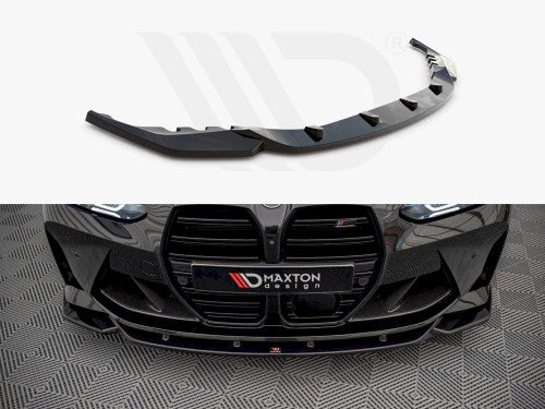 BMW M3 G80 / M4 G82 (2021+) Maxton Design V.2 Gloss Black Front Lip Splitter - Front Bumper Lip Spoiler, Chin Spoiler, Aero Lower Valance Extension - Fits Competition & xDrive