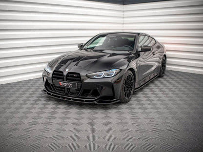 BMW M3 G80 / M4 G82 (2021+) Maxton Design V.2 Gloss Black Front Lip Splitter - Front Bumper Lip Spoiler, Chin Spoiler, Aero Lower Valance Extension - Fits Competition & xDrive