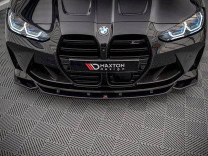 BMW M3 G80 / M4 G82 (2021+) Maxton Design V.2 Gloss Black Front Lip Splitter - Front Bumper Lip Spoiler, Chin Spoiler, Aero Lower Valance Extension - Fits Competition & xDrive
