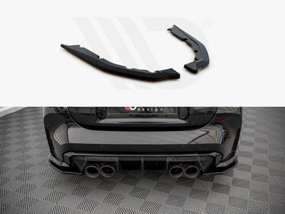 Maxton Design Gloss/Piano Black Rear Side Splitters, Rear Spats & Corner Extensions for BMW M4 G82 2021-on (M4 Competition Coupe) - Fits OEM M Carbon Package - Rear Bumper Winglets - Pair with Fitting Kit