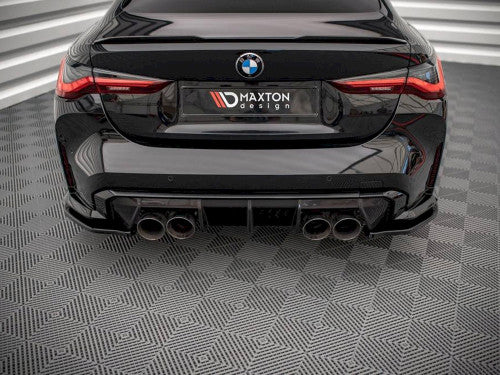 Maxton Design Gloss/Piano Black Rear Side Splitters, Rear Spats & Corner Extensions for BMW M4 G82 2021-on (M4 Competition Coupe) - Fits OEM M Carbon Package - Rear Bumper Winglets - Pair with Fitting Kit