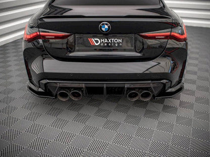 Maxton Design Gloss/Piano Black Rear Side Splitters, Rear Spats & Corner Extensions for BMW M4 G82 2021-on (M4 Competition Coupe) - Fits OEM M Carbon Package - Rear Bumper Winglets - Pair with Fitting Kit