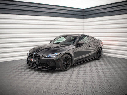 BMW M4 G82 2021+ Side Skirts Diffusers / Sill Extensions - Maxton Design V1 Gloss Piano Black ABS Side Blades Rocker Splitters / Side Lips (Pair with Fitting Kit) Coupe/Competition