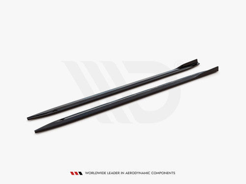 BMW M4 G82 2021+ Side Skirts Diffusers / Sill Extensions - Maxton Design V1 Gloss Piano Black ABS Side Blades Rocker Splitters / Side Lips (Pair with Fitting Kit) Coupe/Competition
