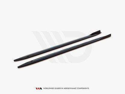 BMW M4 G82 2021+ Side Skirts Diffusers / Sill Extensions - Maxton Design V1 Gloss Piano Black ABS Side Blades Rocker Splitters / Side Lips (Pair with Fitting Kit) Coupe/Competition