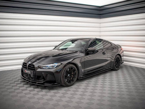 Maxton Design V2 High Gloss Piano Black Side Skirt Extensions Rocker Panels Sill Blades for BMW M4 G82 2021+ Coupe – ABS Aero Side Splitter Diffuser Kit (Pair)