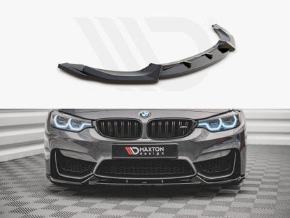 Maxton Design Gloss Black Front Splitter Lip for BMW M4 F82 Coupe 2014-2020 | ABS Front Bumper Lip Spoiler | Direct Fit with Mounting Kit