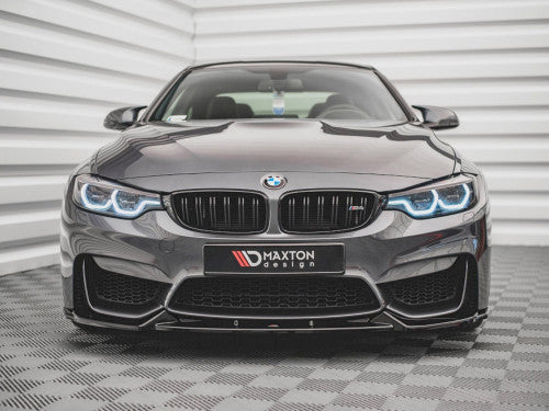 Maxton Design Gloss Black Front Splitter Lip for BMW M4 F82 Coupe 2014-2020 | ABS Front Bumper Lip Spoiler | Direct Fit with Mounting Kit