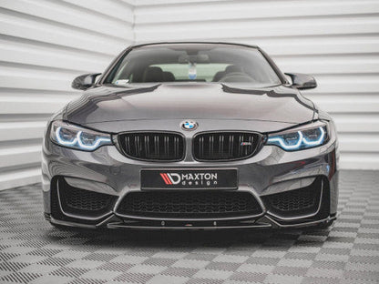 Maxton Design Gloss Black Front Splitter Lip for BMW M4 F82 Coupe 2014-2020 | ABS Front Bumper Lip Spoiler | Direct Fit with Mounting Kit