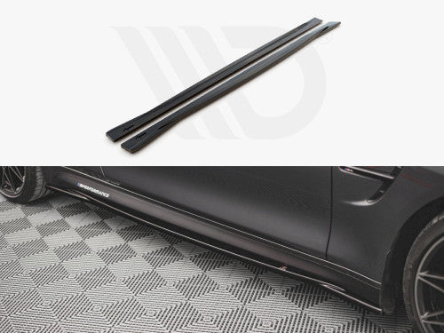 BMW M4 F82 Coupe Side Skirt Extensions/Diffusers Gloss Black 2014-2020 | Maxton Design ABS Splitters Kit