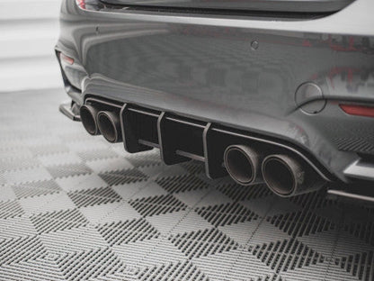 Maxton Design Street Pro Rear Diffuser for BMW M4 F82 Coupe (2014-2020) - Matte/Matt Black 10mm ABS Rear Valance / Bumper Insert / Rear Splitter / Lip Diffuser / Undertray / Bumper Extension