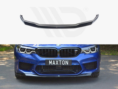 Maxton Design V.1 Gloss Black Front Splitter / Lip / Chin Spoiler / Front Valance for BMW M5 (F90) 2017-2020 - Lower Bumper Aero Lip / Bumper Extension / Front Apron / Front Blade / Front Skirt