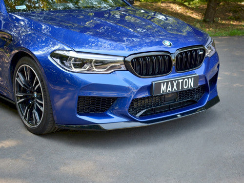 Maxton Design V.1 Gloss Black Front Splitter / Lip / Chin Spoiler / Front Valance for BMW M5 (F90) 2017-2020 - Lower Bumper Aero Lip / Bumper Extension / Front Apron / Front Blade / Front Skirt