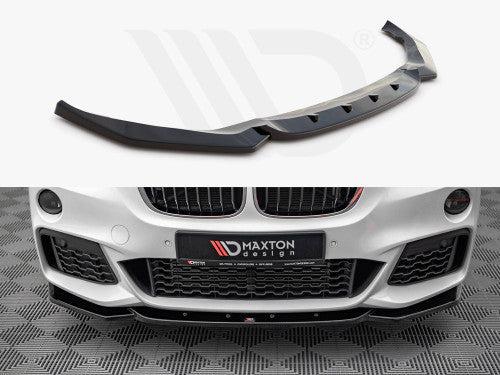 Maxton Design Gloss Black Front Splitter V1 for BMW X1 F48 M Sport/M-Pack 2015-2019 - Front Bumper Lip Spoiler ABS