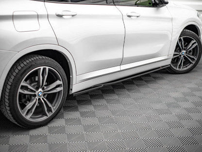 Maxton Design Gloss Black Side Skirt Extensions/Diffusers – Sill Extensions, Rocker Panel Splitters, Side Blades/Lip Spoilers for BMW X1 F48 M Sport (M Pack) 2015-2019 (Pair)