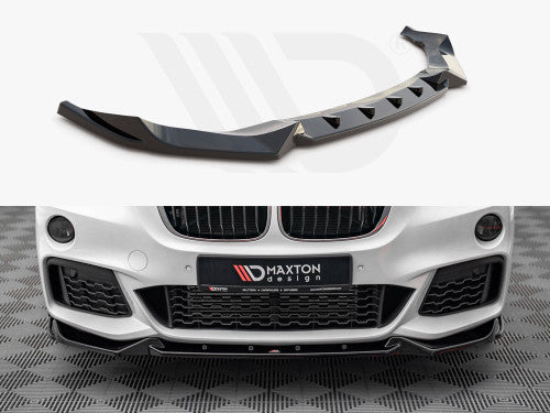 Maxton Design Gloss Black Front Splitter V.2  BMW X1 F48 M Sport/M-Pack 2015-2019 Front Lip Bumper Spoiler