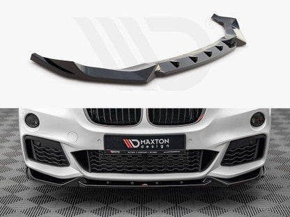 Maxton Design Gloss Black Front Splitter V.2  BMW X1 F48 M Sport/M-Pack 2015-2019 Front Lip Bumper Spoiler