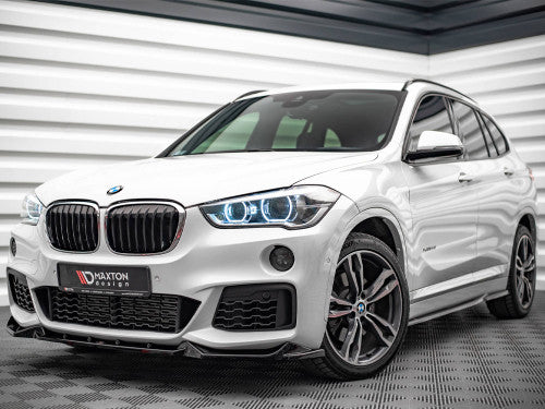 Maxton Design Gloss Black Front Splitter V.2  BMW X1 F48 M Sport/M-Pack 2015-2019 Front Lip Bumper Spoiler