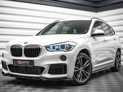 Maxton Design Gloss Black Front Splitter V.2  BMW X1 F48 M Sport/M-Pack 2015-2019 Front Lip Bumper Spoiler