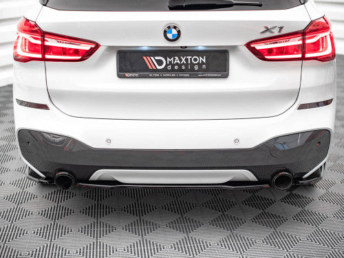 Maxton Design Gloss Black Rear Centre Lip Splitter / Diffuser Valance Insert for BMW X1 F48 M Sport (M-Pack) 2015-2019 – Lower Bumper Trim