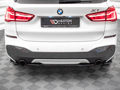 Maxton Design Gloss Black Rear Centre Lip Splitter / Diffuser Valance Insert for BMW X1 F48 M Sport (M-Pack) 2015-2019 – Lower Bumper Trim