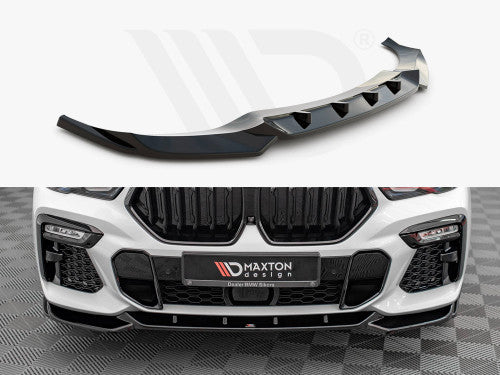 Maxton Design V1 Gloss Black Front Splitter/Lip/Chin Spoiler for BMW X6 G06 Coupe SUV M Sport M Pack (2019-2024) - Front Bumper Lip, Lower Valance/Air Dam, Front Apron Blade Aero Styling Upgrade