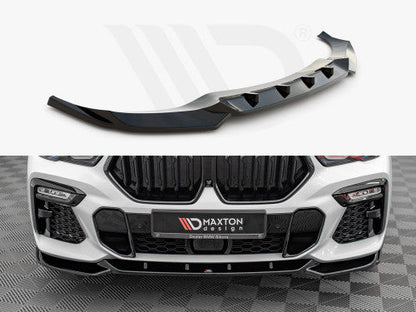Maxton Design V1 Gloss Black Front Splitter/Lip/Chin Spoiler for BMW X6 G06 Coupe SUV M Sport M Pack (2019-2024) - Front Bumper Lip, Lower Valance/Air Dam, Front Apron Blade Aero Styling Upgrade