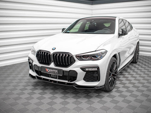 Maxton Design V1 Gloss Black Front Splitter/Lip/Chin Spoiler for BMW X6 G06 Coupe SUV M Sport M Pack (2019-2024) - Front Bumper Lip, Lower Valance/Air Dam, Front Apron Blade Aero Styling Upgrade