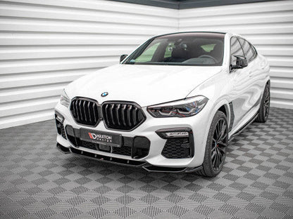Maxton Design V1 Gloss Black Front Splitter/Lip/Chin Spoiler for BMW X6 G06 Coupe SUV M Sport M Pack (2019-2024) - Front Bumper Lip, Lower Valance/Air Dam, Front Apron Blade Aero Styling Upgrade