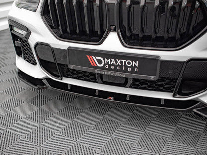Maxton Design V1 Gloss Black Front Splitter/Lip/Chin Spoiler for BMW X6 G06 Coupe SUV M Sport M Pack (2019-2024) - Front Bumper Lip, Lower Valance/Air Dam, Front Apron Blade Aero Styling Upgrade
