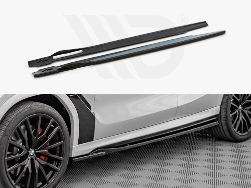Maxton Design Gloss Black Side Skirts, Rocker/Sill Extensions & Side Blades for BMW X6 G06 M Sport (M Pack) 2019-on | ABS Plastic Pair (Left & Right) | Piano Black Body Kit Trims, Splitters, Diffusers