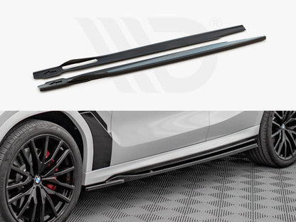 Maxton Design Gloss Black Side Skirts, Rocker/Sill Extensions & Side Blades for BMW X6 G06 M Sport (M Pack) 2019-on | ABS Plastic Pair (Left & Right) | Piano Black Body Kit Trims, Splitters, Diffusers