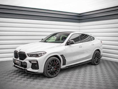 Maxton Design Gloss Black Side Skirts, Rocker/Sill Extensions & Side Blades for BMW X6 G06 M Sport (M Pack) 2019-on | ABS Plastic Pair (Left & Right) | Piano Black Body Kit Trims, Splitters, Diffusers