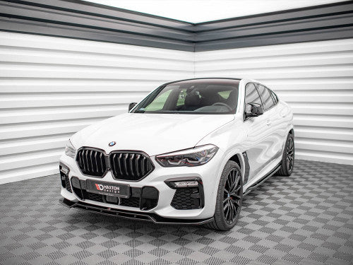 Maxton Design Gloss Black Front Splitter V.2 for BMW X6 G06 M Sport (M-Pack) 2019+ Front Lip Spoiler