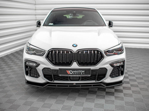 Maxton Design Gloss Black Front Splitter V.2 for BMW X6 G06 M Sport (M-Pack) 2019+ Front Lip Spoiler