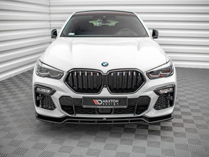 Maxton Design Gloss Black Front Splitter V.2 for BMW X6 G06 M Sport (M-Pack) 2019+ Front Lip Spoiler