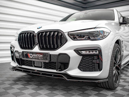 Maxton Design Gloss Black Front Splitter V.2 for BMW X6 G06 M Sport (M-Pack) 2019+ Front Lip Spoiler