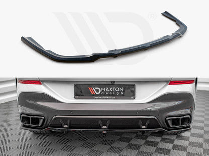 Maxton Design Gloss Piano Black Rear Diffuser/Centre Splitter with Vertical Fins for BMW X6 G06 M Sport (M-Pack) 2019-On - Rear Bumper Extension Valance Lip, Lower Spoiler Apron Insert