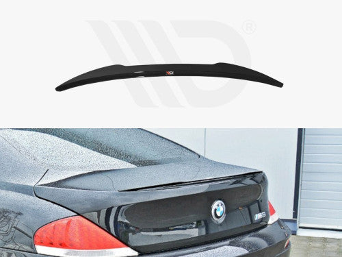 Maxton Design Gloss Black Rear Bootlid/Trunk Decklid Lip Spoiler Cap for BMW M6 E63 6 Series Coupe 2005-2010 - ABS Stick-On Rear Wing Extension, Ducktail Style, OEM Fit, 3M Tape, No-Drill
