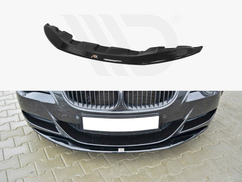 Maxton Design V1 Gloss Black Front Splitter / Front Lip Spoiler / Front Bumper Lip / Chin Spoiler for BMW M6 E63 V10 Coupe 2005-2010 - ABS Front Valance Skirt Apron Extension