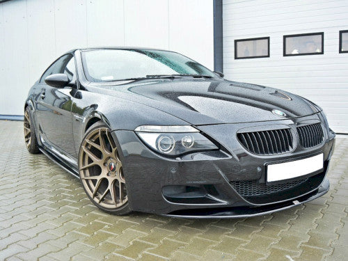Maxton Design V1 Gloss Black Front Splitter / Front Lip Spoiler / Front Bumper Lip / Chin Spoiler for BMW M6 E63 V10 Coupe 2005-2010 - ABS Front Valance Skirt Apron Extension