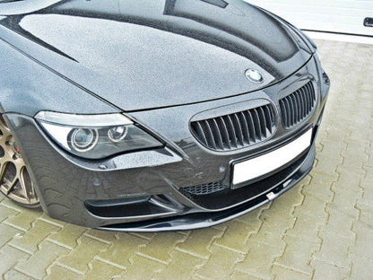 Maxton Design V1 Gloss Black Front Splitter / Front Lip Spoiler / Front Bumper Lip / Chin Spoiler for BMW M6 E63 V10 Coupe 2005-2010 - ABS Front Valance Skirt Apron Extension