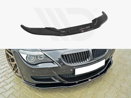 BMW M6 E63 2005-2010 Maxton Design V2 High Gloss Piano Black Front Splitter / Front Lip Spoiler - ABS OEM Fit Chin Spoiler, Valance Extension, Front Bumper Lip, Aero Lower Blade, Front Apron Under Spoiler