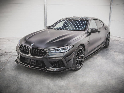 Maxton Design V2 Gloss (Piano) Black Front Splitter, Front Bumper Lip & Chin Spoiler for BMW M8 Gran Coupe (F93) 2019+ – Front Valance/Skirt, Bumper Extension Aero Lip Lower Spoiler, Front Apron