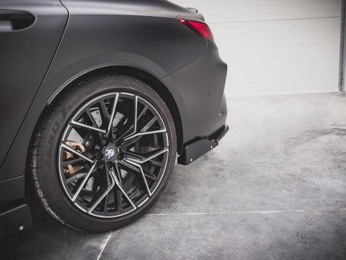 Maxton Design Gloss Black Rear Side Splitters V1 with Flaps for BMW M8 Gran Coupe F93 (2019+) - Rear Spats/Corner Splitters