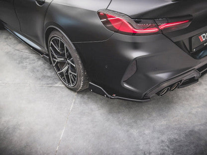 Maxton Design Gloss Black Rear Side Splitters V1 with Flaps for BMW M8 Gran Coupe F93 (2019+) - Rear Spats/Corner Splitters