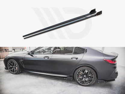 Maxton Design Gloss Black Side Skirts Diffusers V.1 with Flaps for BMW M8 Gran Coupe F93 (2019+) & BMW 8 Series Gran Coupe G16 M Pack/M Sport - Side Skirt Extensions Splitters