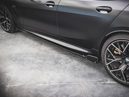 Maxton Design Gloss Black Side Skirts Diffusers V.1 with Flaps for BMW M8 Gran Coupe F93 (2019+) & BMW 8 Series Gran Coupe G16 M Pack/M Sport - Side Skirt Extensions Splitters